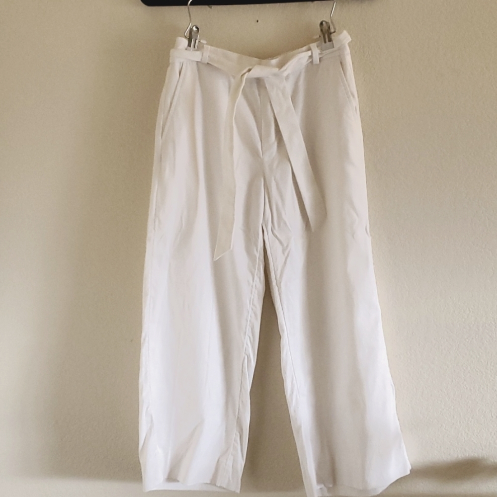 Banana Republic White Linen Blend Crop Pants Size 2